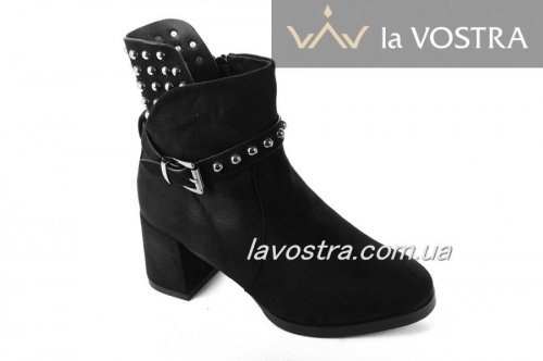 Ботинки женские Lilin shoes 5282 (зимние, черный, эко-замш)