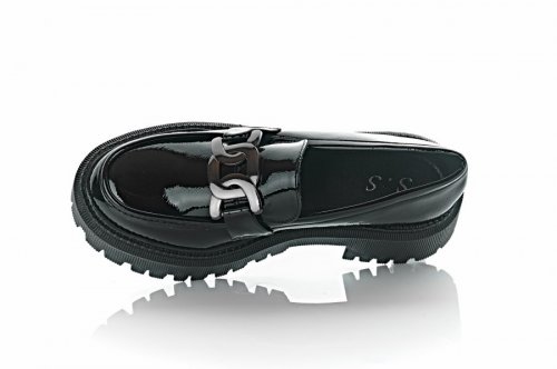 Лофери жіночі S.S 9707 (весняно-осінні, чорні, еко-лак)