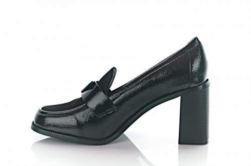 Туфли женские S.S 9704 (весенне-осенние, черные, эко-лак)