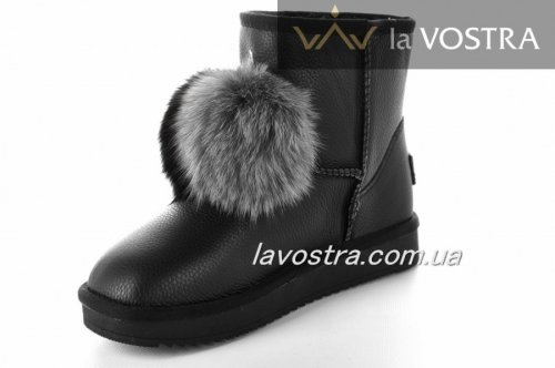 Уггі жіночі ITTS 6745 (зимові, чорний, еко-шкіра)