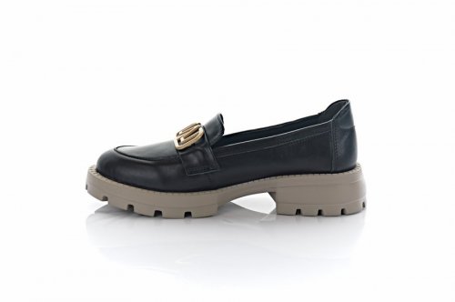 Лофери жіночі Steffe 9677 (весняно-осінні, чорні-капучіно, шкіряні)