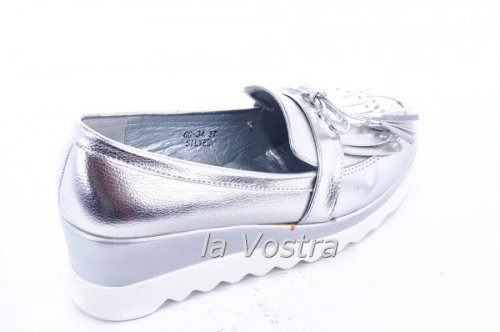 Туфлі жіночі Seastar 4908 (весна-літо-осінь, срібло, еко-лак)