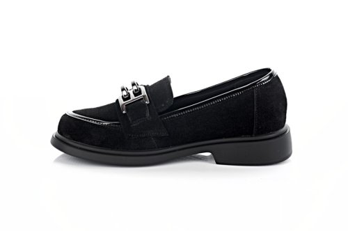 Лоферы женские EDAN 11211 (весенне-летние, черные, замшевые)