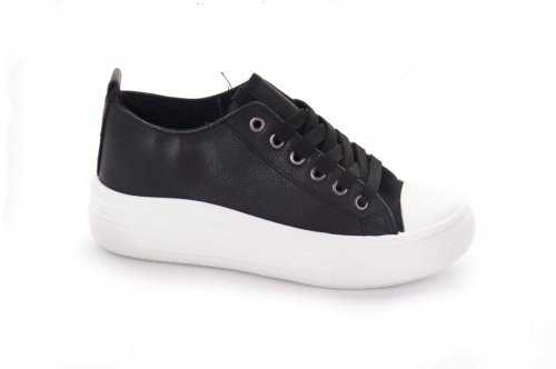 Кеды женские Seastar 8653 (весна-лето-осень, черный, эко-кожа)