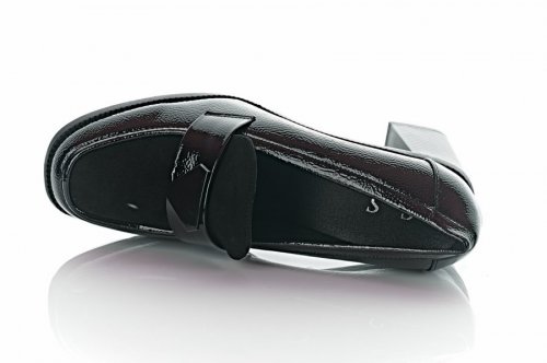 Туфли женские S.S 9704 (весенне-осенние, черные, эко-лак)