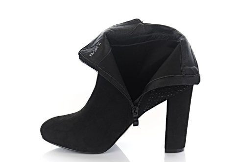 Ботинки женские Anesia 2696 (весенне-осенние, черный, эко-замш)
