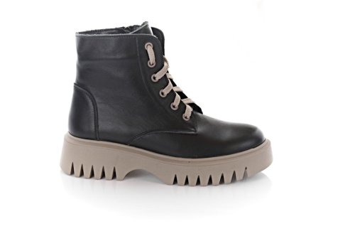 Черевики жіночі Solo 9192 (весняно-осінні, чорний-бежевий, шкіра)